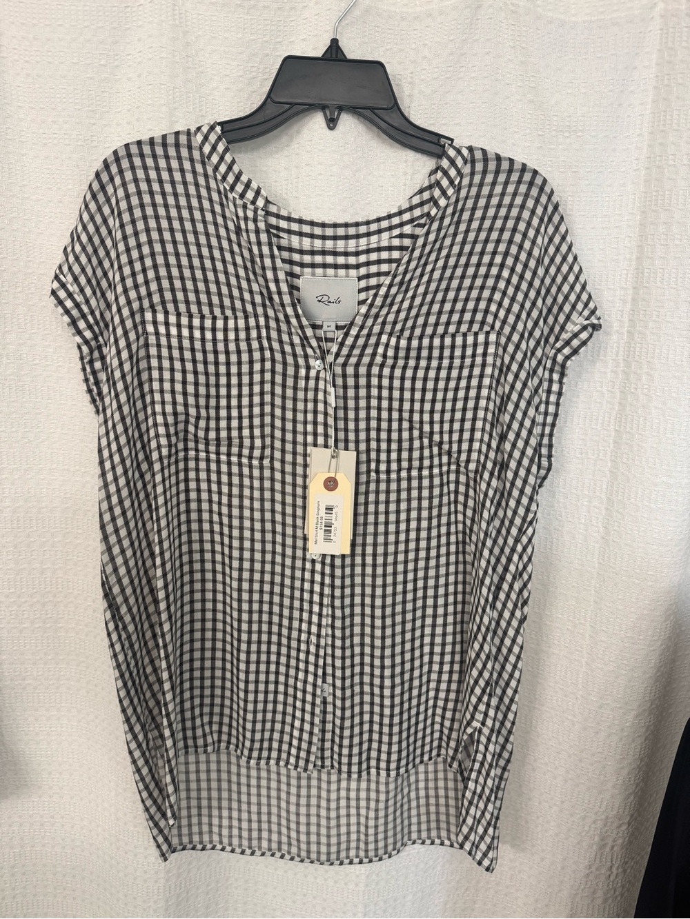 NWT- Rails Black & White Gingham Button-Front Tunic